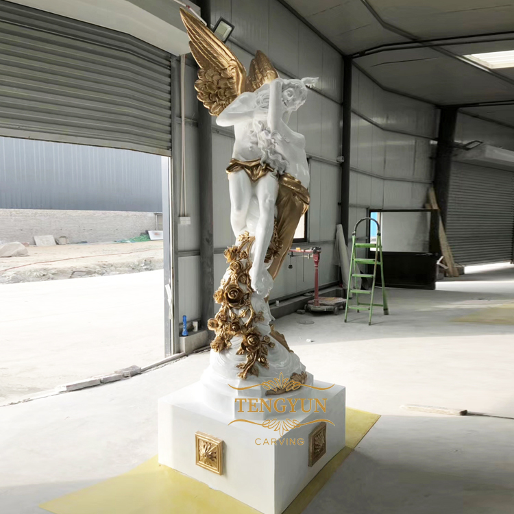 Garden Large Size Fiberglass Kiss Angel Statue Home Decor Resin Greek Nude Loving Male Ange And Female (3)