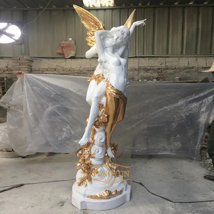 Garden Large Size Fiberglass Kiss Angel Statue Home Decor Resin Greek Nude Loving Male Ange And Female (5)