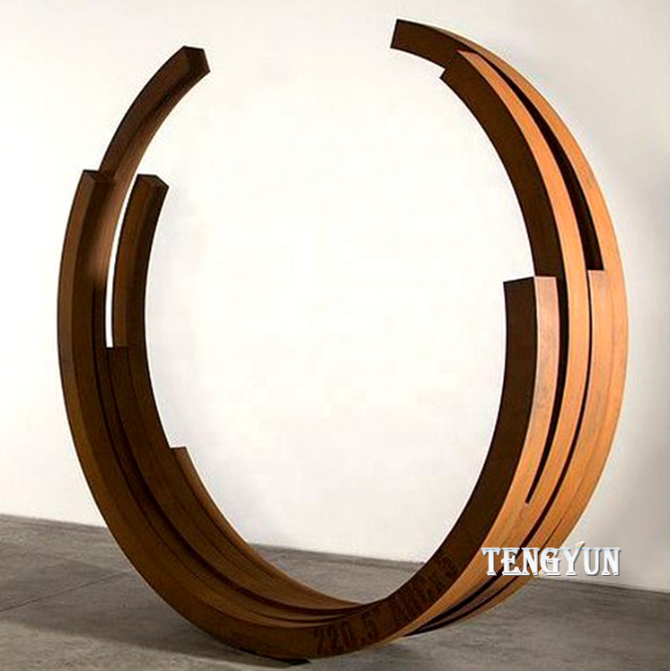 Abstract stainless steel garden sculpture rusty annulus shape corten steel sculpture (3)