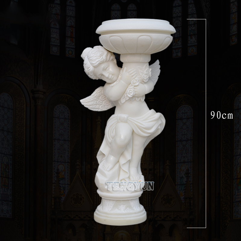 Marble small angel statue flowerpot (1)