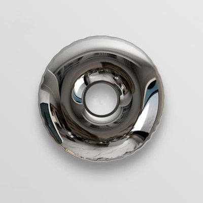 Outdoor decorative polished large size donuts stainless steel sculpture for sale (4)