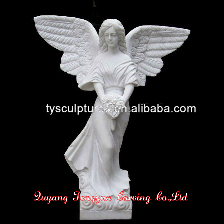 White-Marble-Girl-Angel-With-Wings-Statue