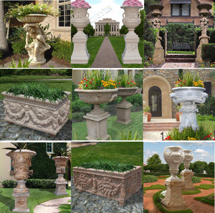 More outdoor garden marble flowerpot