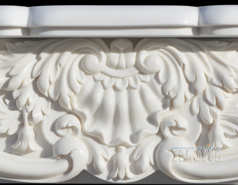 Custom Volakas White Marble Fireplace Surround Home Modern Large Size White And Black Granite Mantels (1)