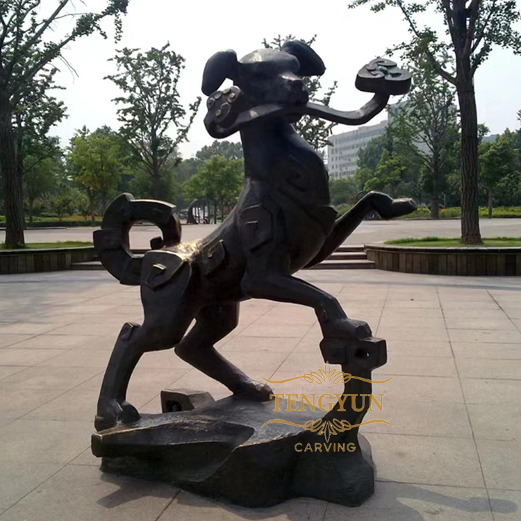Bronze zodiac sculpture dog(4)