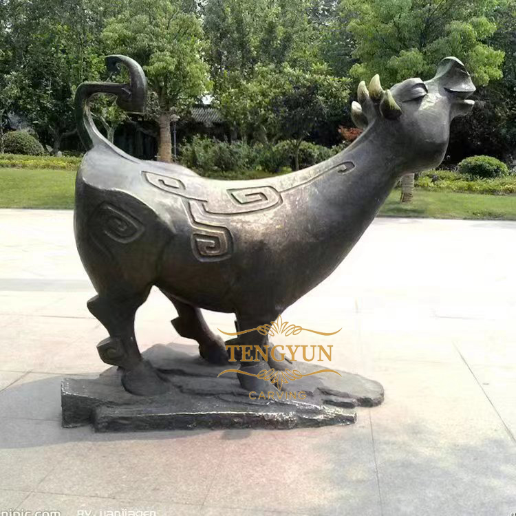 Bronze zodiac sculpture ox