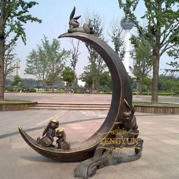 Bronze zodiac sculpture rabbit(8)