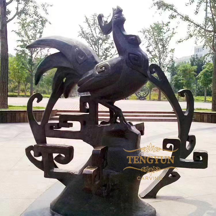 Bronze zodiac sculpture rooster(7)