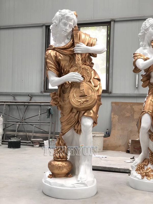 Home Decorative Life Size Fiberglass Band Female Statues Resin Music Theme Girl Sculptures (14)