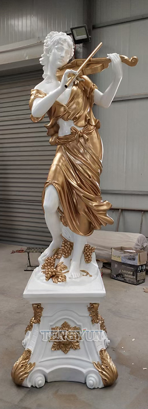 Home Decorative Life Size Fiberglass Band Female Statues Resin Music Theme Girl Sculptures (6)