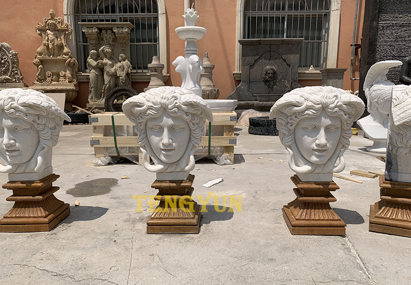 Hot sale stone head of medusa statue Greek solid marble figure head sculptures for home decor (2)