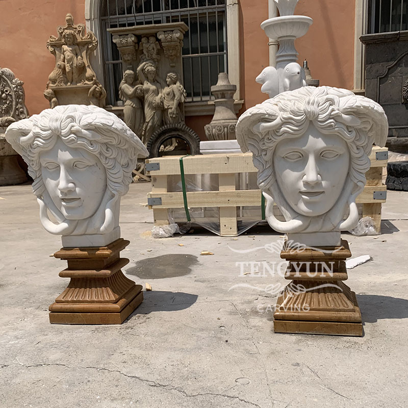 Hot sale stone head of medusa statue Greek solid marble figure head sculptures for home decor (3)