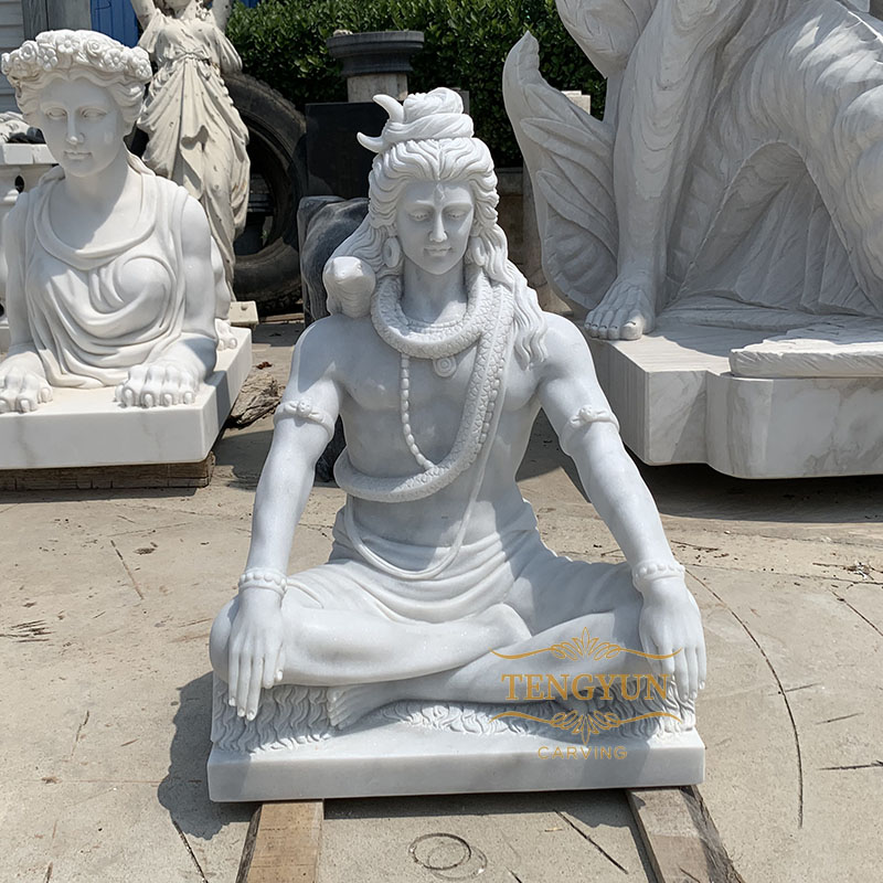 Famous Indian white marble lord shiva god sculpture stone statue of lord shiva sculpture on sale (1)