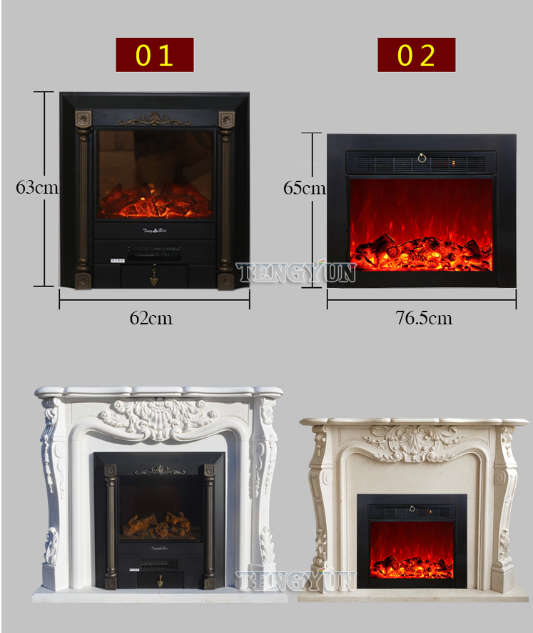 Marble Fireplace White Marble European-Style Carved Stone Mantel Home Indoor Fireplace Surround (3)