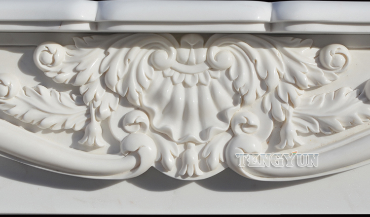 Marble Fireplace White Marble European-Style Carved Stone Mantel Home Indoor Fireplace Surround (6)