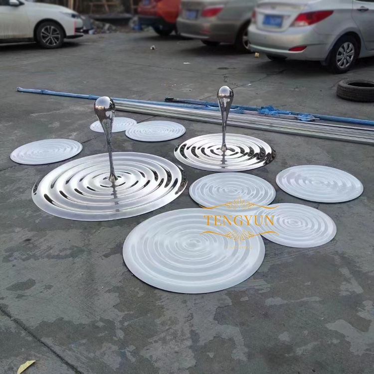 Indoor Decor Art Abstract Statue Modern Design Stainless Steel Water Droplets Sculpture for Garden (2)