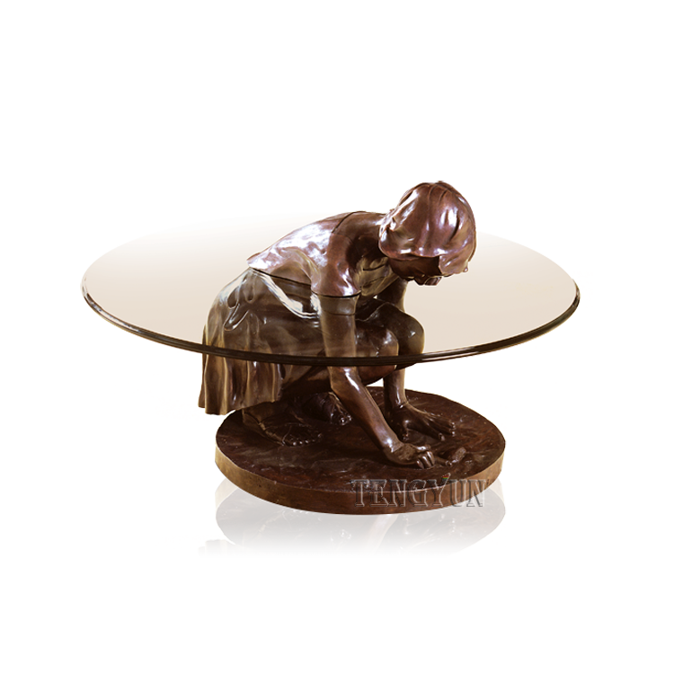bronze girl statue coffee table