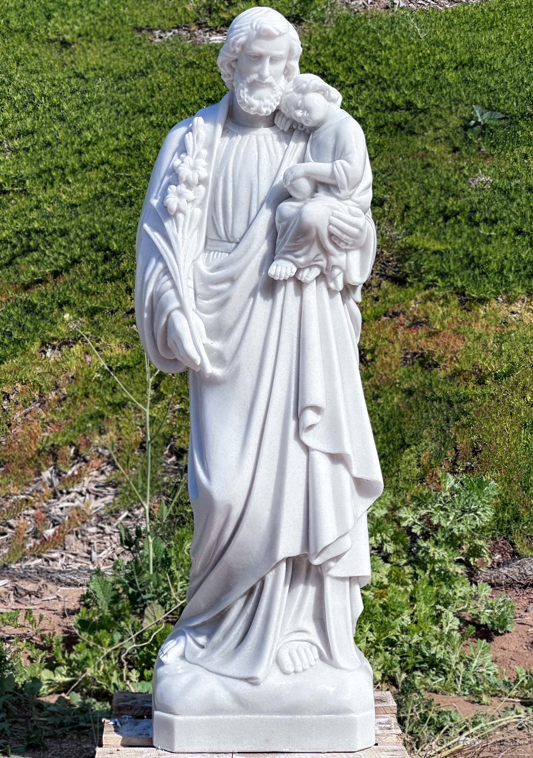 Marble Religious St Joseph With Baby Jesus Statue For Sale (4)