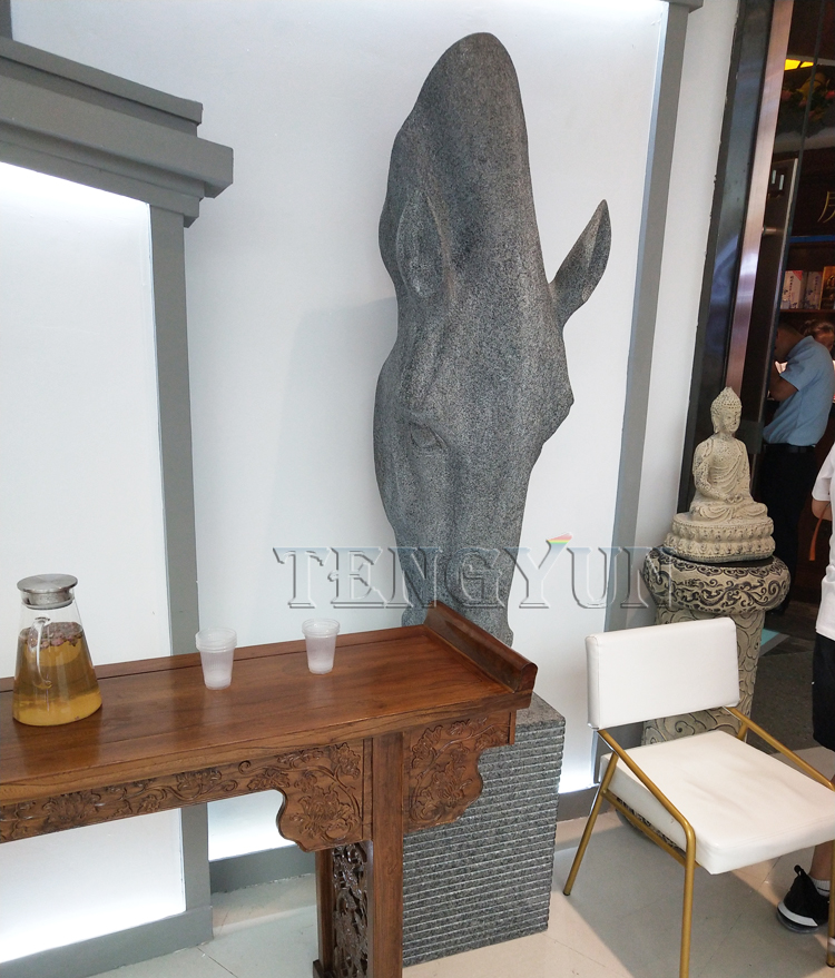 Decorative large size stone carved granite horse head sculpture (3)