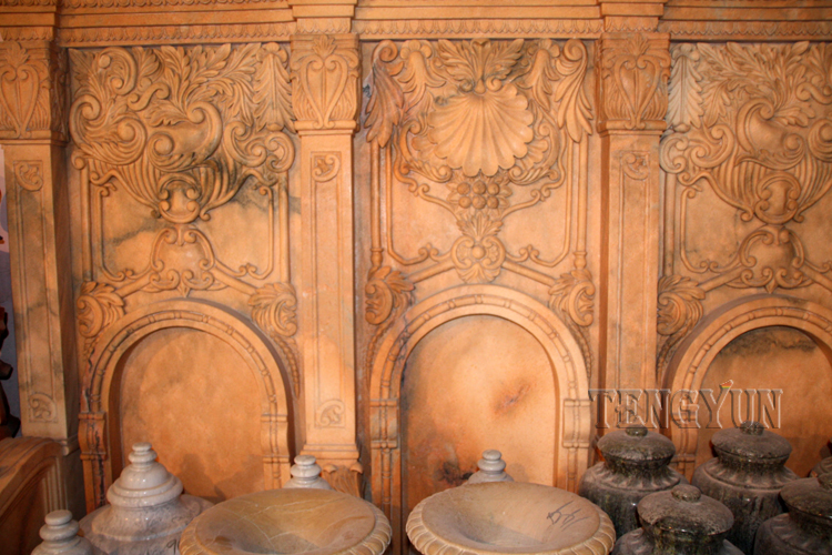 Large Size Indoor Decorative White Marble Bench (3)