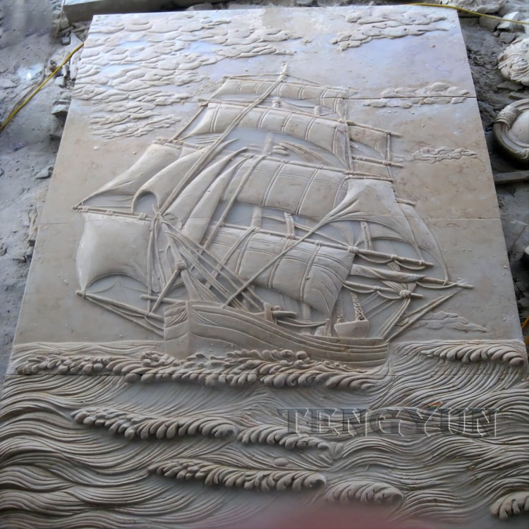 Hand carved marble wall relief (5)(1)