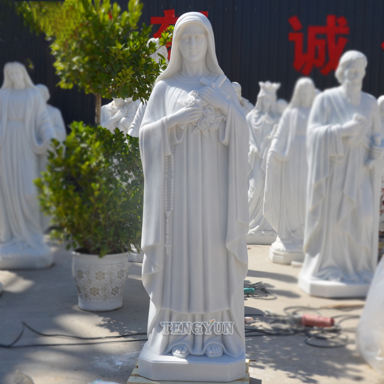 Life Size Christianity Church Decorative Basilica icon of the Virgin Mary Marble Blessed Mary Statue (3)