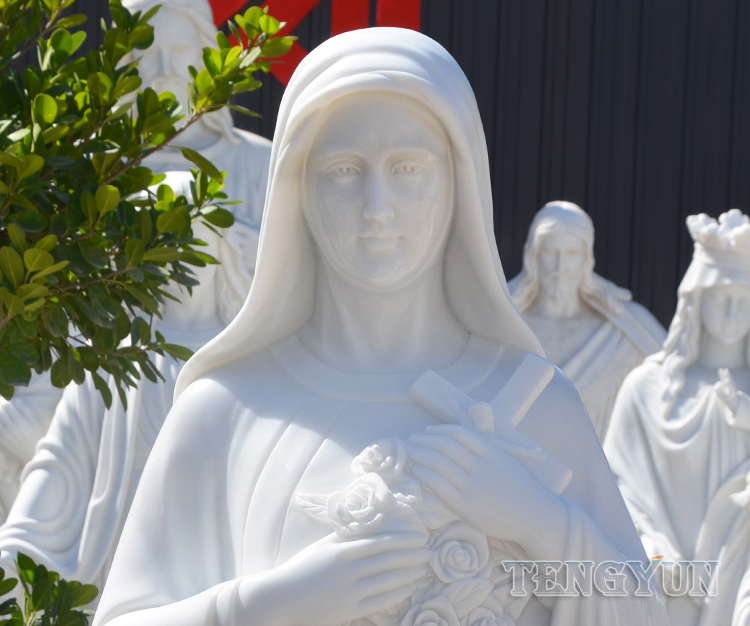 Life Size Christianity Church Decorative Basilica icon of the Virgin Mary Marble Blessed Mary Statue (6)