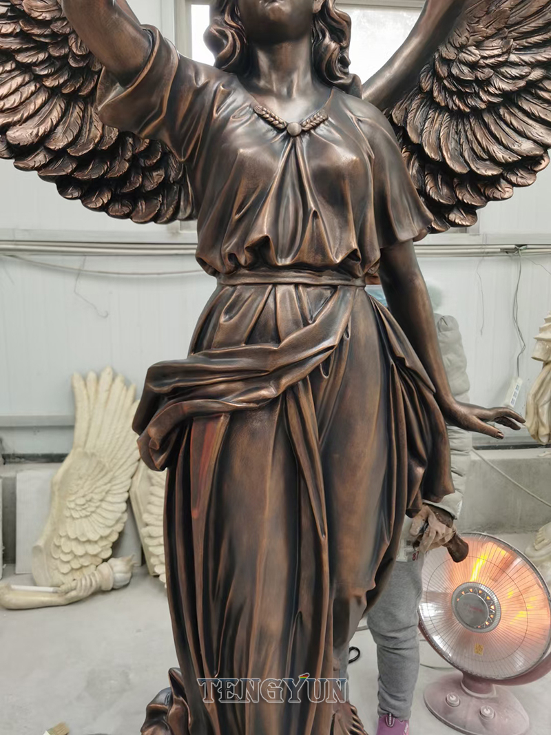 Fiberglass resin angel statues with fire (7)