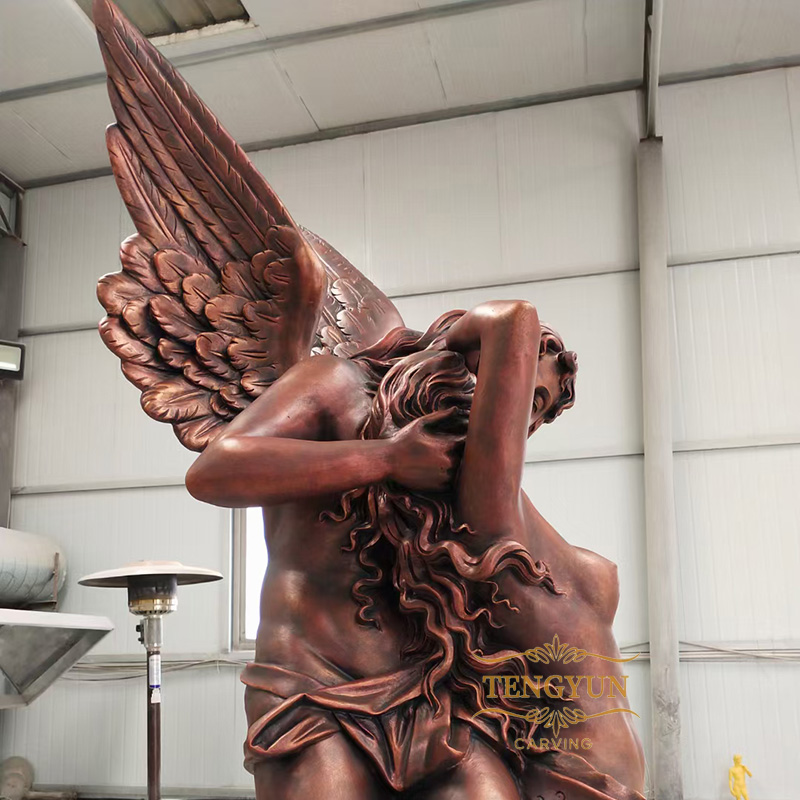 Life Size statue of angel holding woman statue beautiful indoor decor greek love kissing angel sculpture (7)