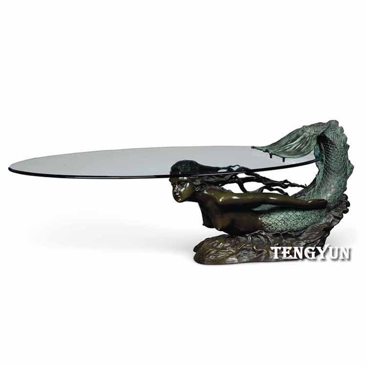 bronze mermaid statue coffee table (6)
