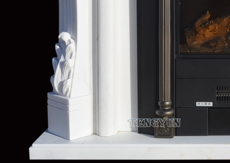 Marble Fireplace White Marble European-Style Carved Stone Mantel Home Indoor Fireplace Surround (5)