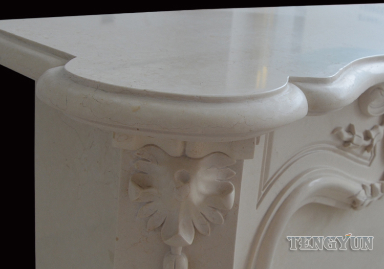 Marble Fireplace White Marble European-Style Carved Stone Mantel Home Indoor Fireplace Surround (7)