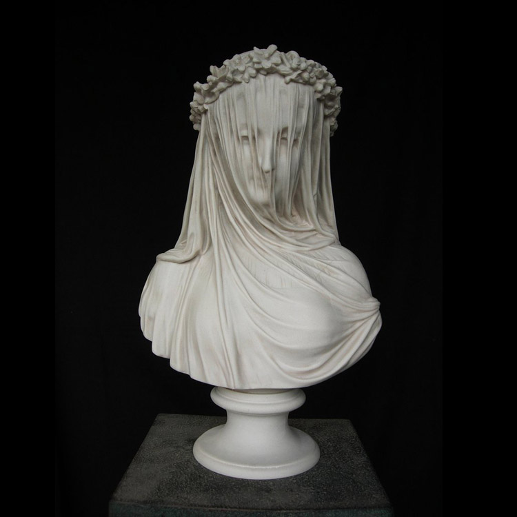 stone veiled girl statue marble lady bust  (6)