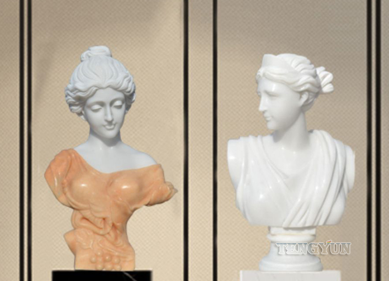 Multi-Color Marble Female Bust For Table Decoration Stone Lady Busts Price (6)