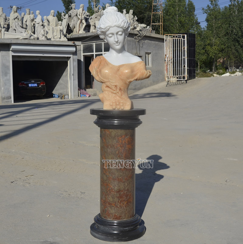Multi-Color Marble Female Bust For Table Decoration Stone Lady Busts Price (7)