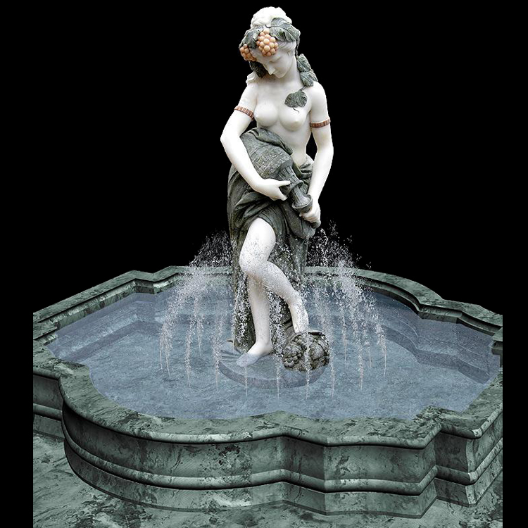 stone figure lady fountain