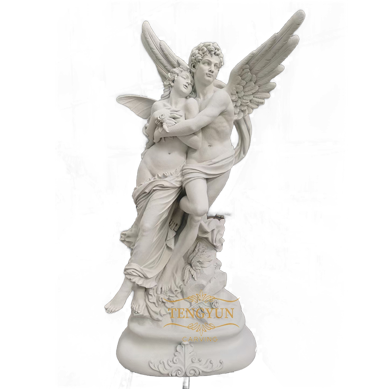 On Sale Life Size Cupid and Psyche Statue Gaden Decoration Imitation Sandstone Color Fiberglass Sculpture