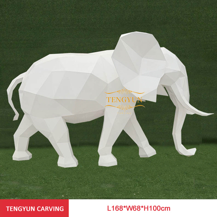 Outdoor decorative metal abstract geometric sculptures stainless steel elephant sculpture (5)