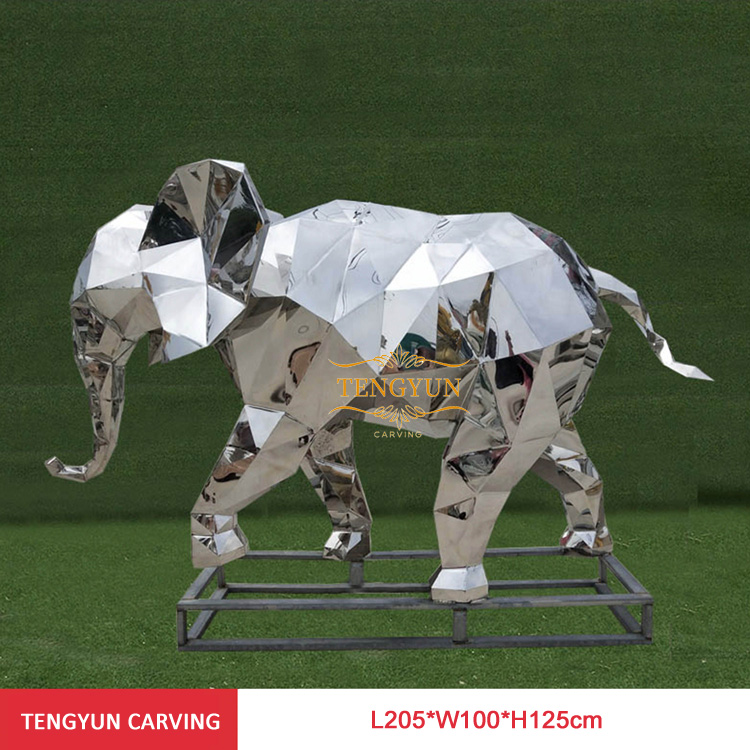 https://www.firststatue.com/outdoor-animal-sculpture-stainless-steel-elephant-geometric-sculptures-product/