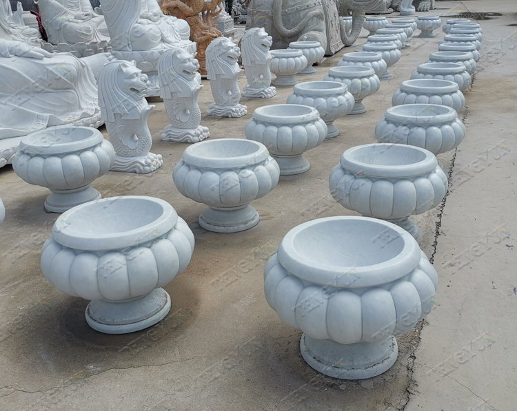Marble garden outdoor flowerpots