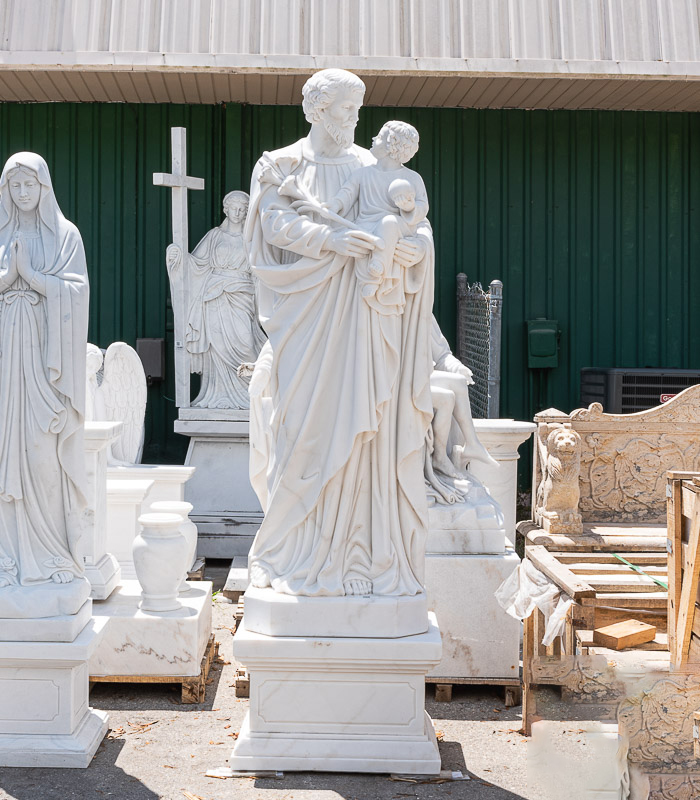 Marble Religious St Joseph With Baby Jesus Statue For Sale (6)