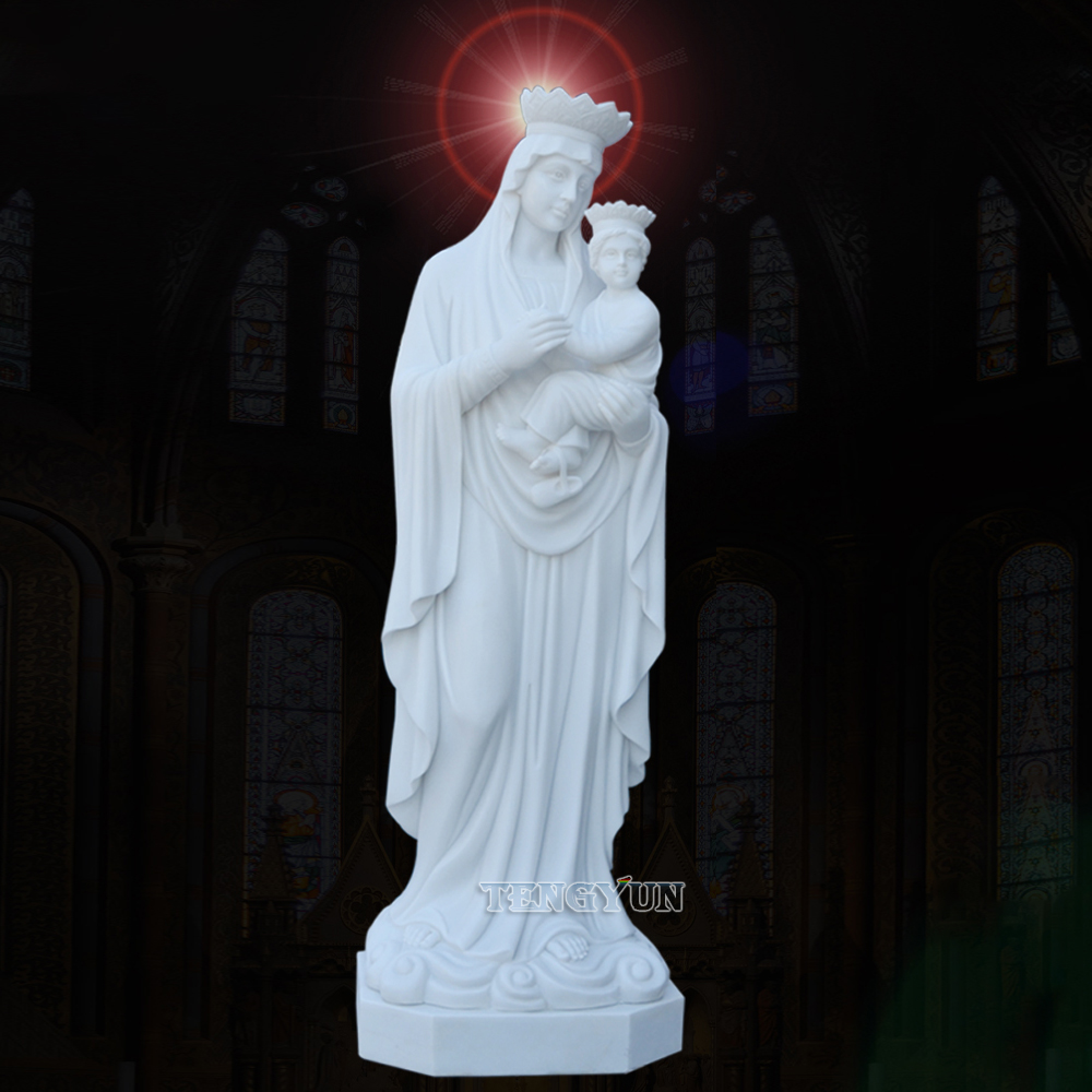 Custom Famous Stone Large Size Mama Virgin Mary With Baby Joseph Holding The Son Of God Jesus Sculpture (1)