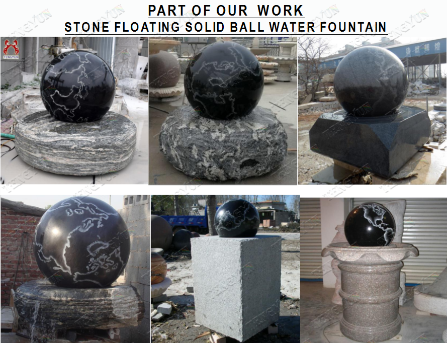 Garden Granite Floating Ball Fountain Stone Fengshui Sphere Water Fountain