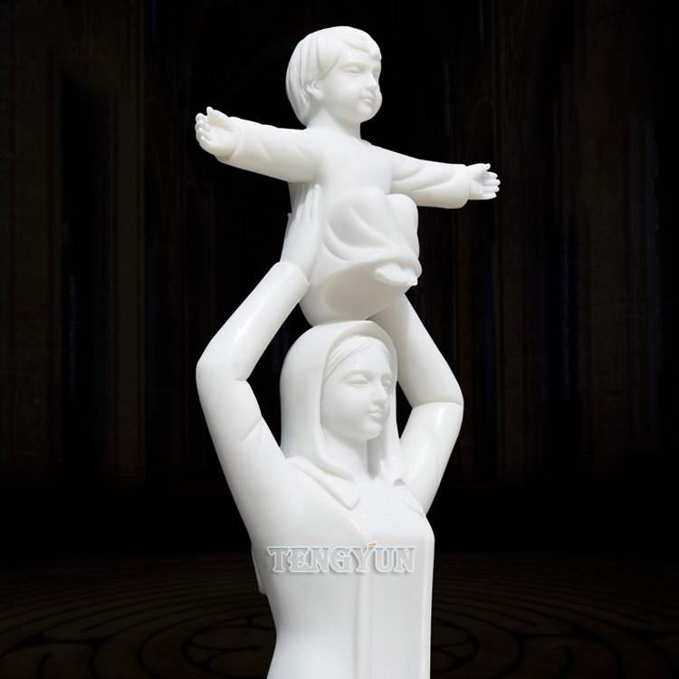 marble Virgin Mary statue with baby statue (2)