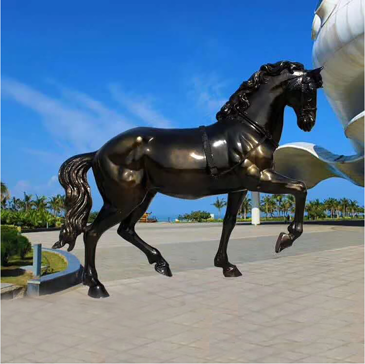 Outdoor Life Size Horse Garden Fiberglass Sculp (1) 2