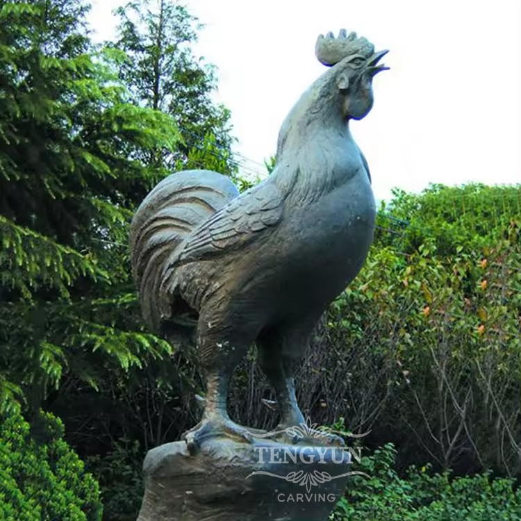 bronze rooster sculpture (2)