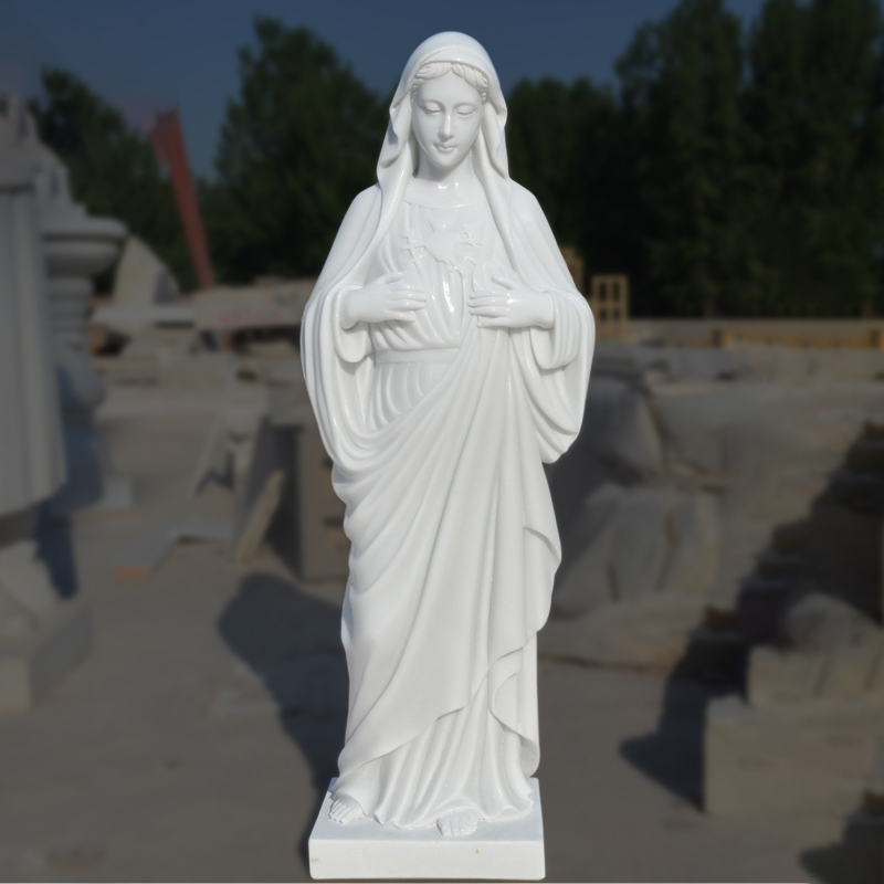 Marble Our Lady of Lourdes statue (2)