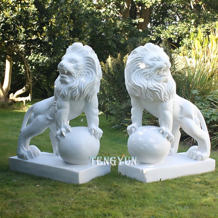 Garden Marble Lion Stone Animal Sculptures (5)(1)