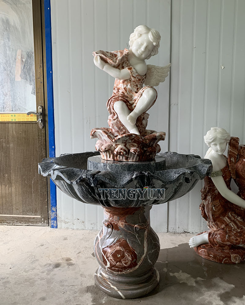 marble small angel cherub water fountain] (6)