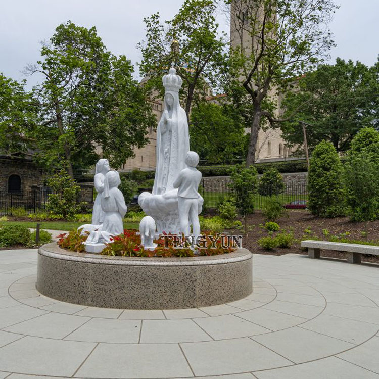Outdoor hand carved religious life size marble our lady of fatima statues for sale (6)